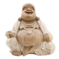 Happy Buddha Whitewash Hand Carved Statue 50cm for Home Decor