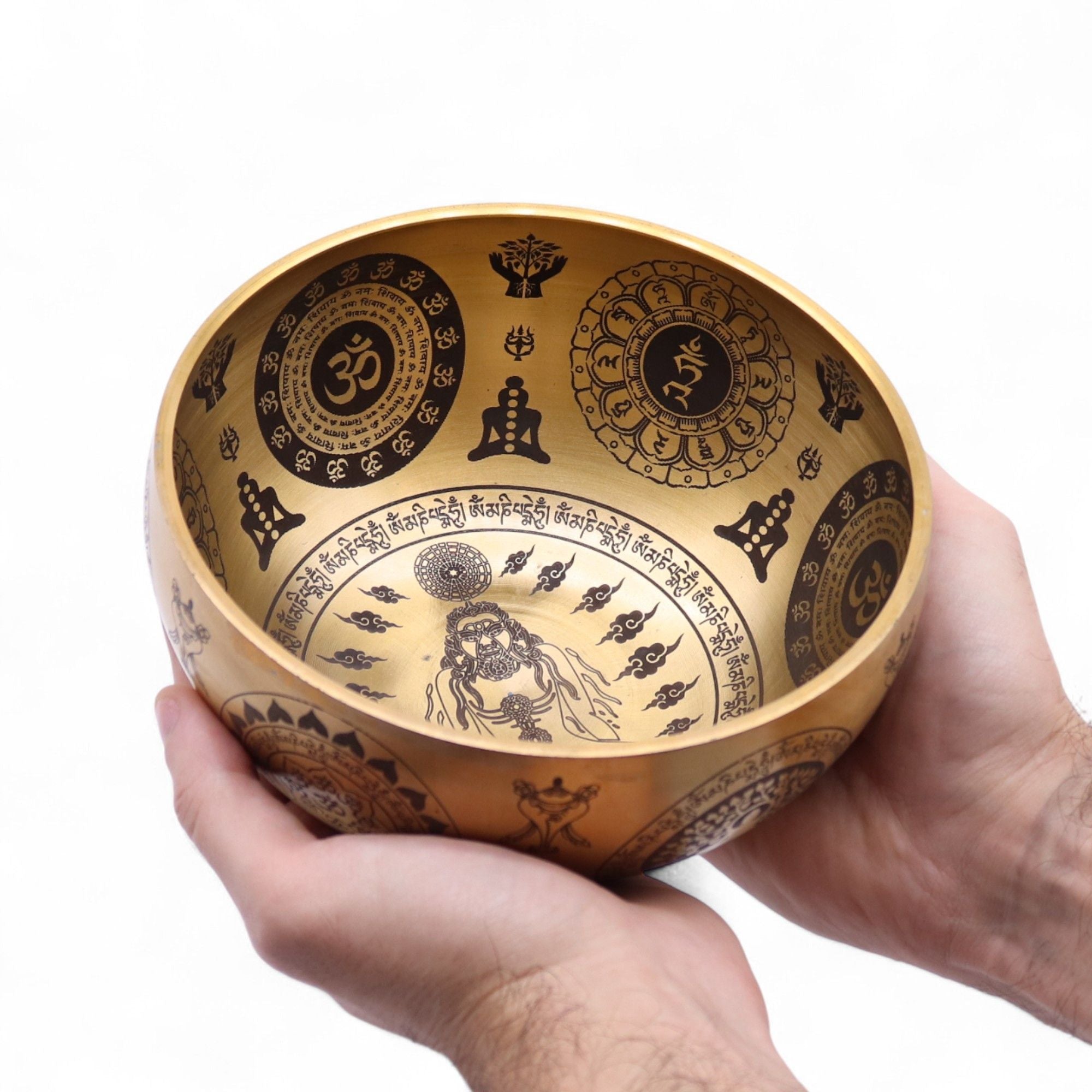 Pure Brass Etched Yogi Set of 4 Singing Bowls for Meditation