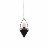 Gemstone Lantern of Life Pendulum - Black Agate & Rose Quartz