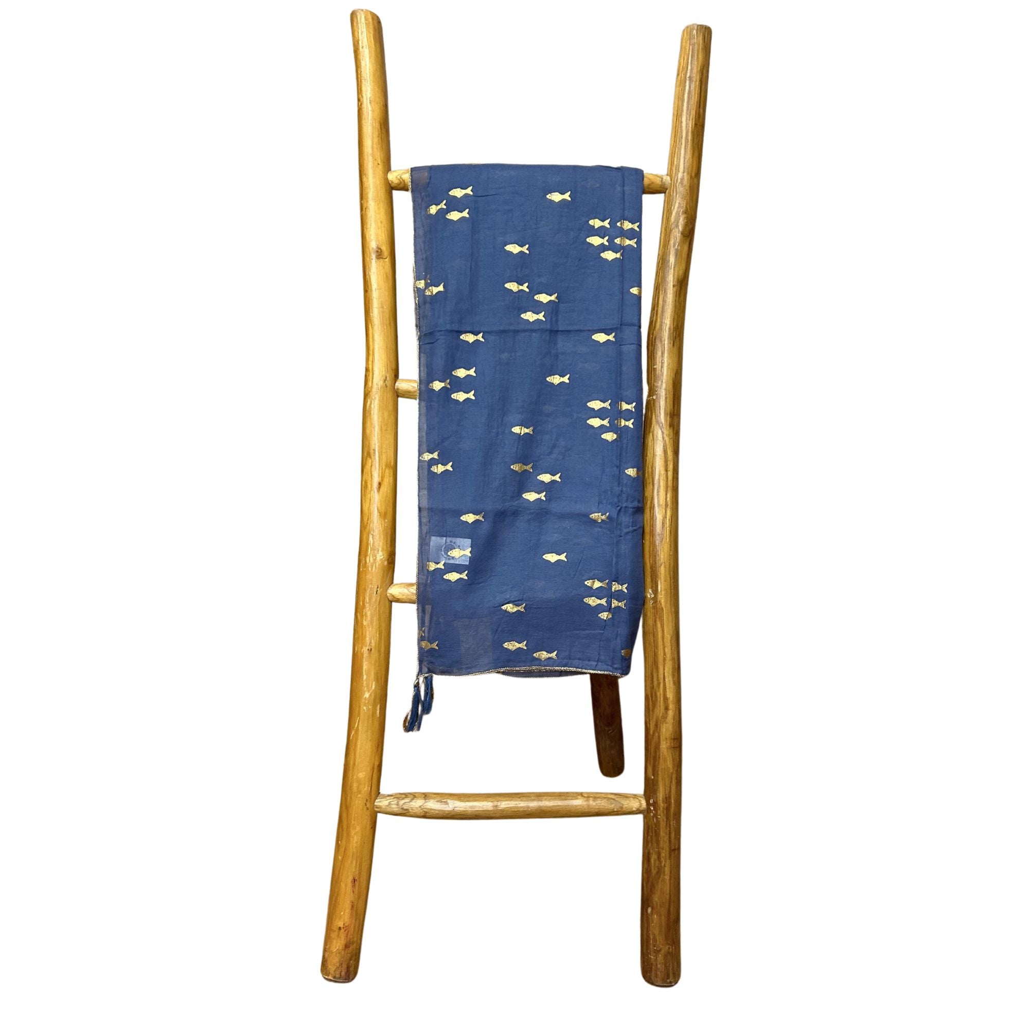 Nomad Sari Pareo in Sea Blue with Gold Fish Print for Summer Style