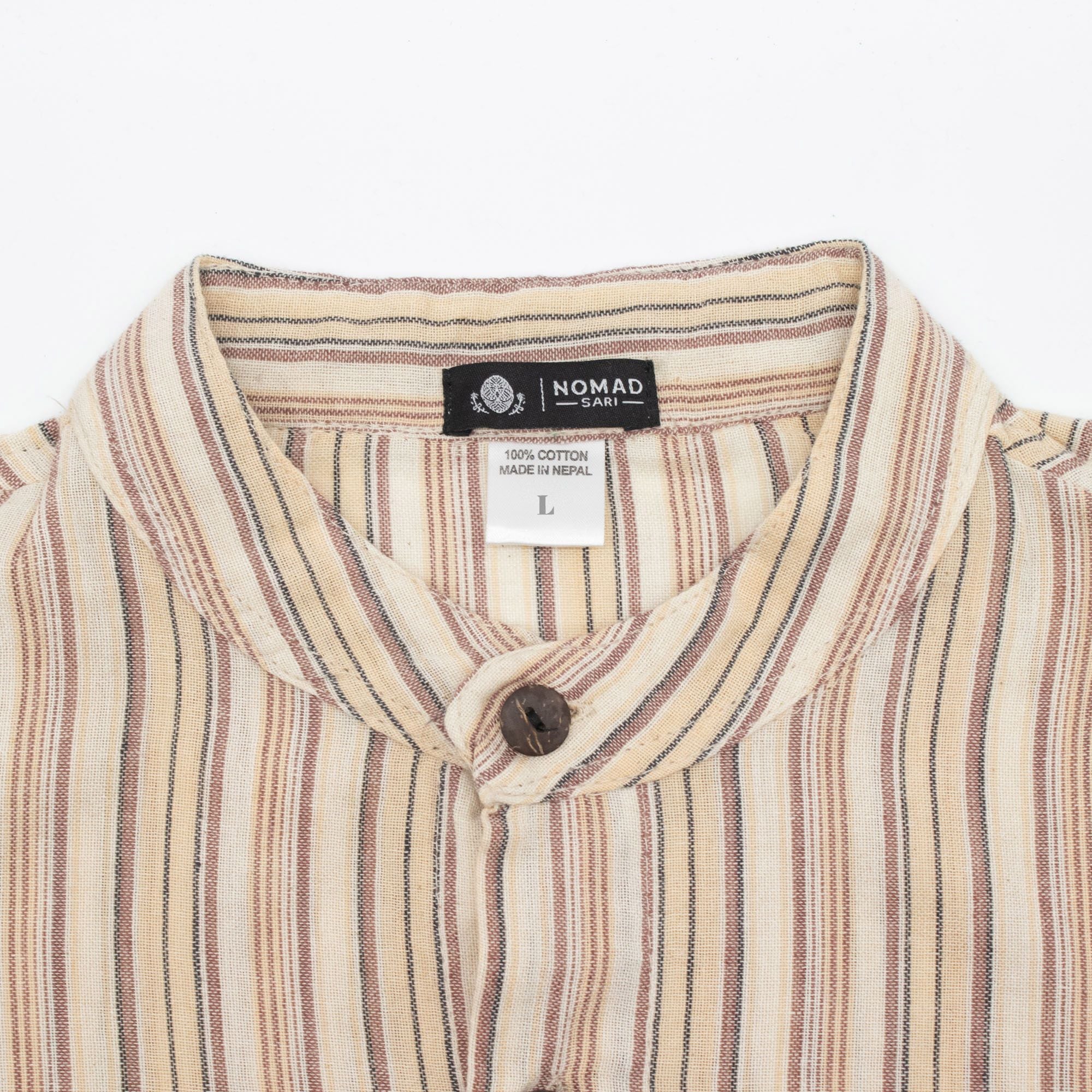 Nomad Sari Grandad Shirt in Brown Beige for Everyday Style