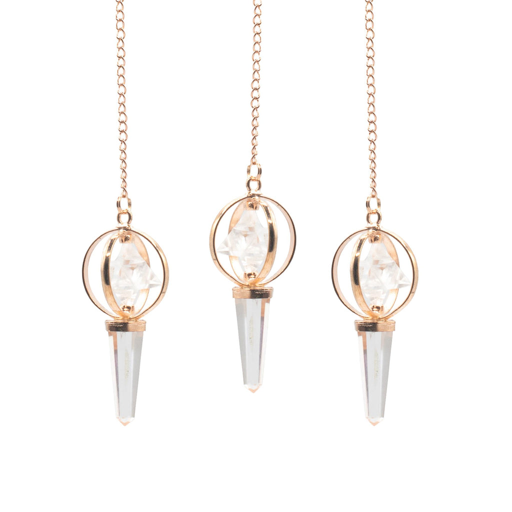 Stellar Gateway Copper Pendulum with Clear Quartz Merkaba Star
