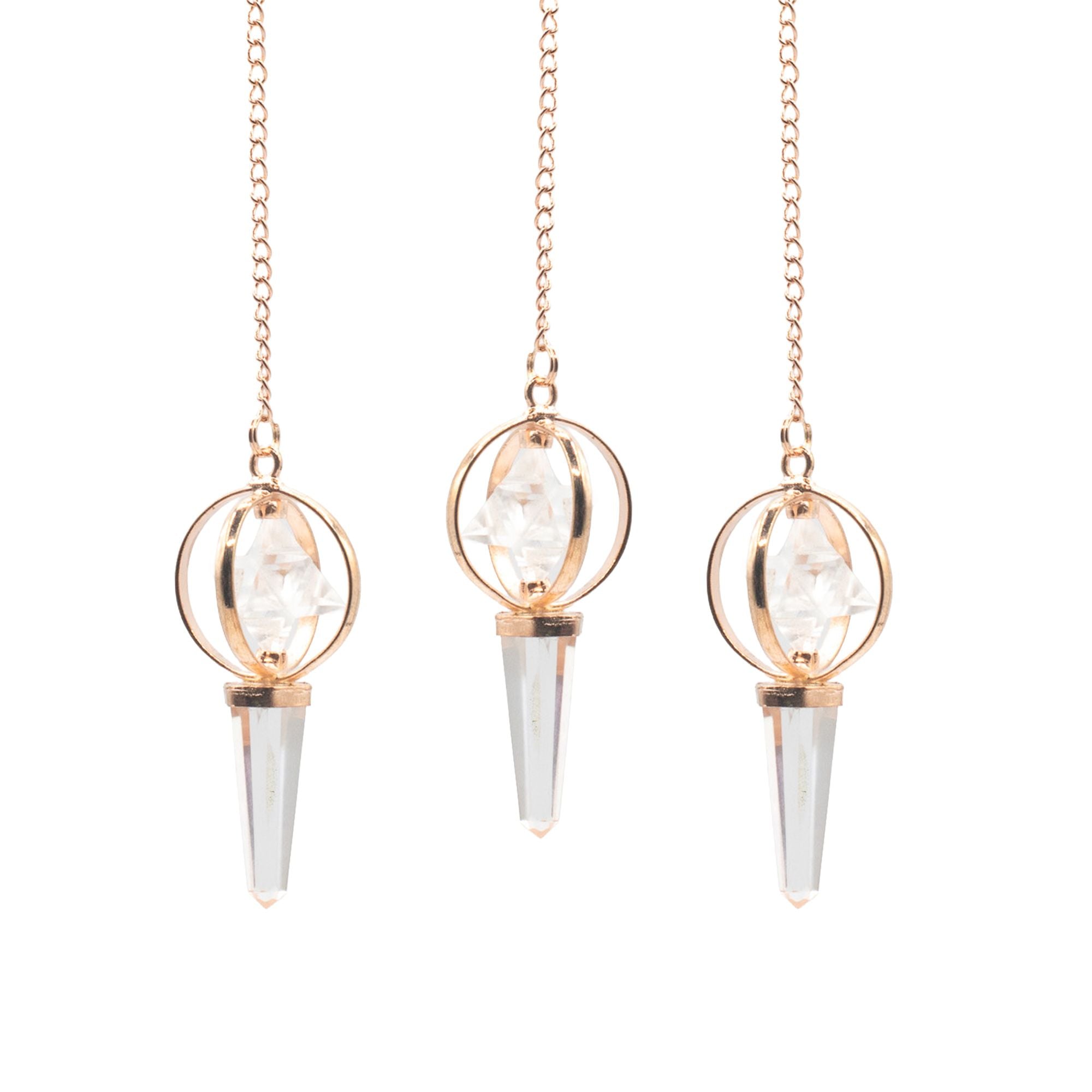 Stellar Gateway - Two Piece Spinning Merkaba Star in Copper Pendulum -  Clear Quartz