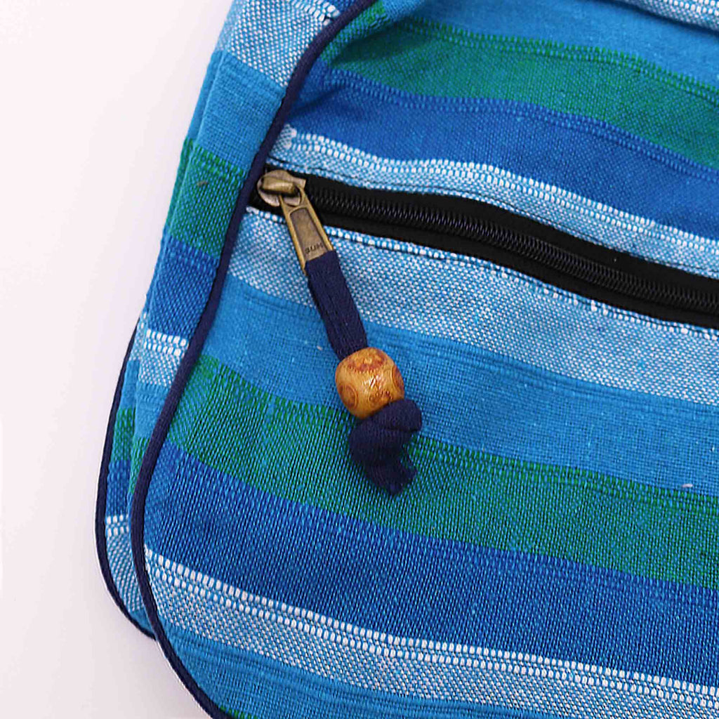 Lrg Nepal Sling Bag in Blue Rivers with Adjustable Strap Design