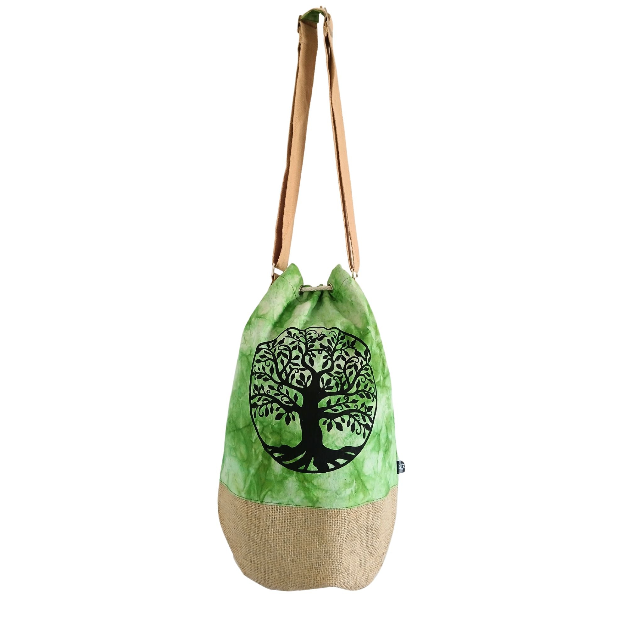 All Natural Backpack Green Stonewash with Tree of Life Design