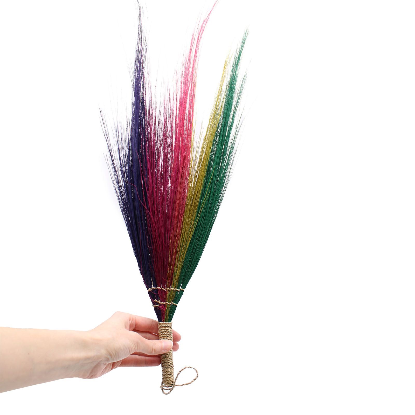 Set of 4 Rainbow Coloured Pampas Brooms for Home Decor