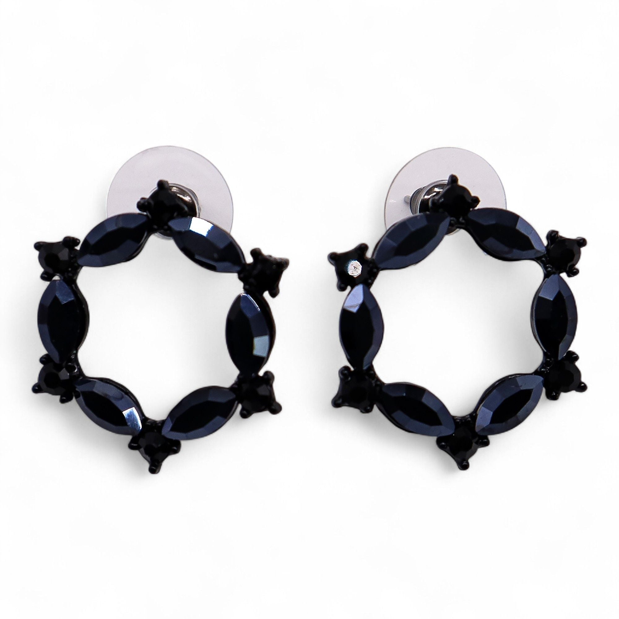 Jet Black Vintage Glass Loop Earrings for Sophisticated Style