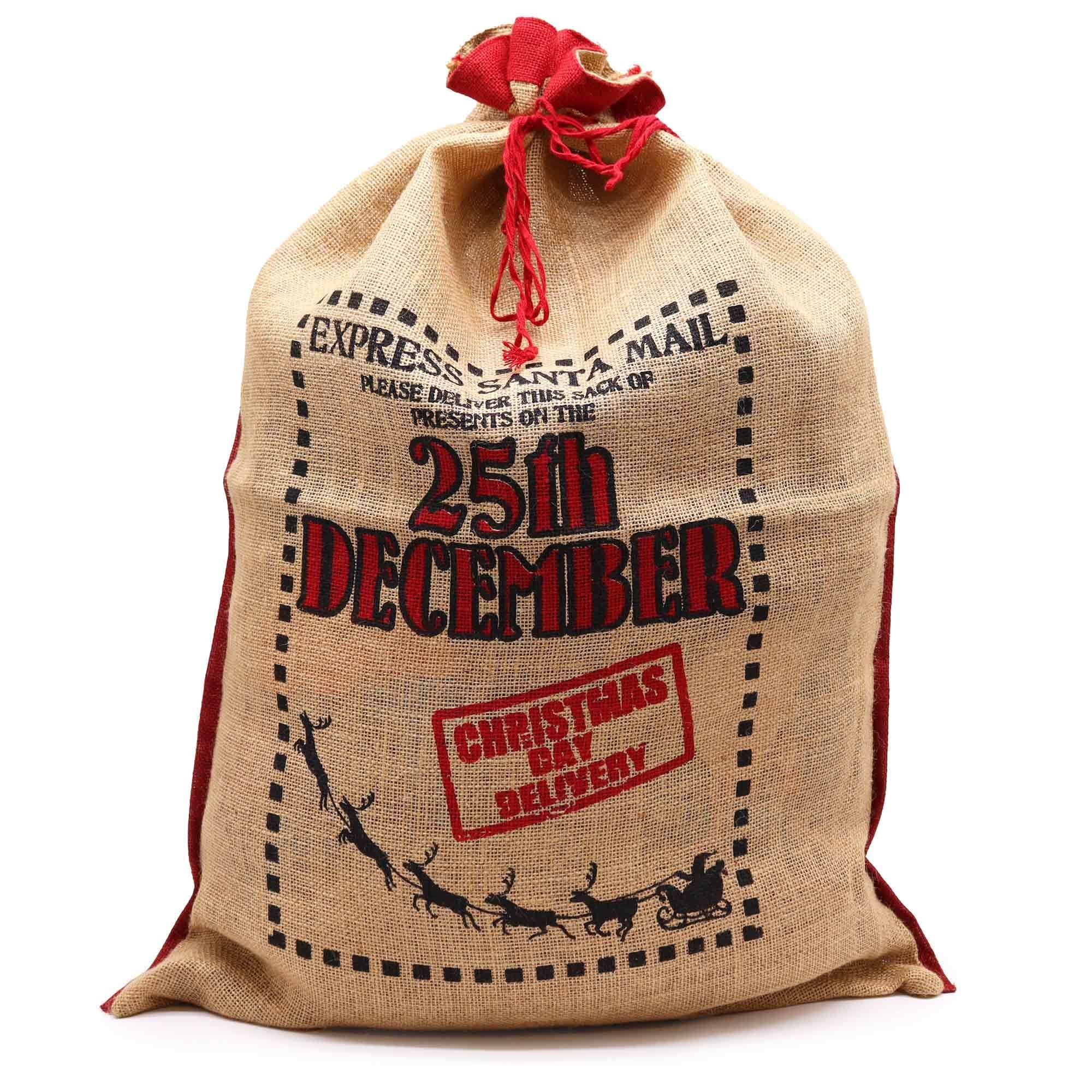 25th December Jute Sack for Christmas Gift Storage and Decor
