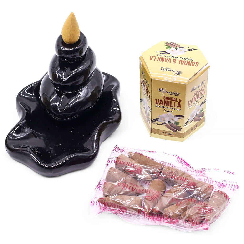 Pack of 10 Masala Backflow Incense Cones Sandalwood & Vanilla