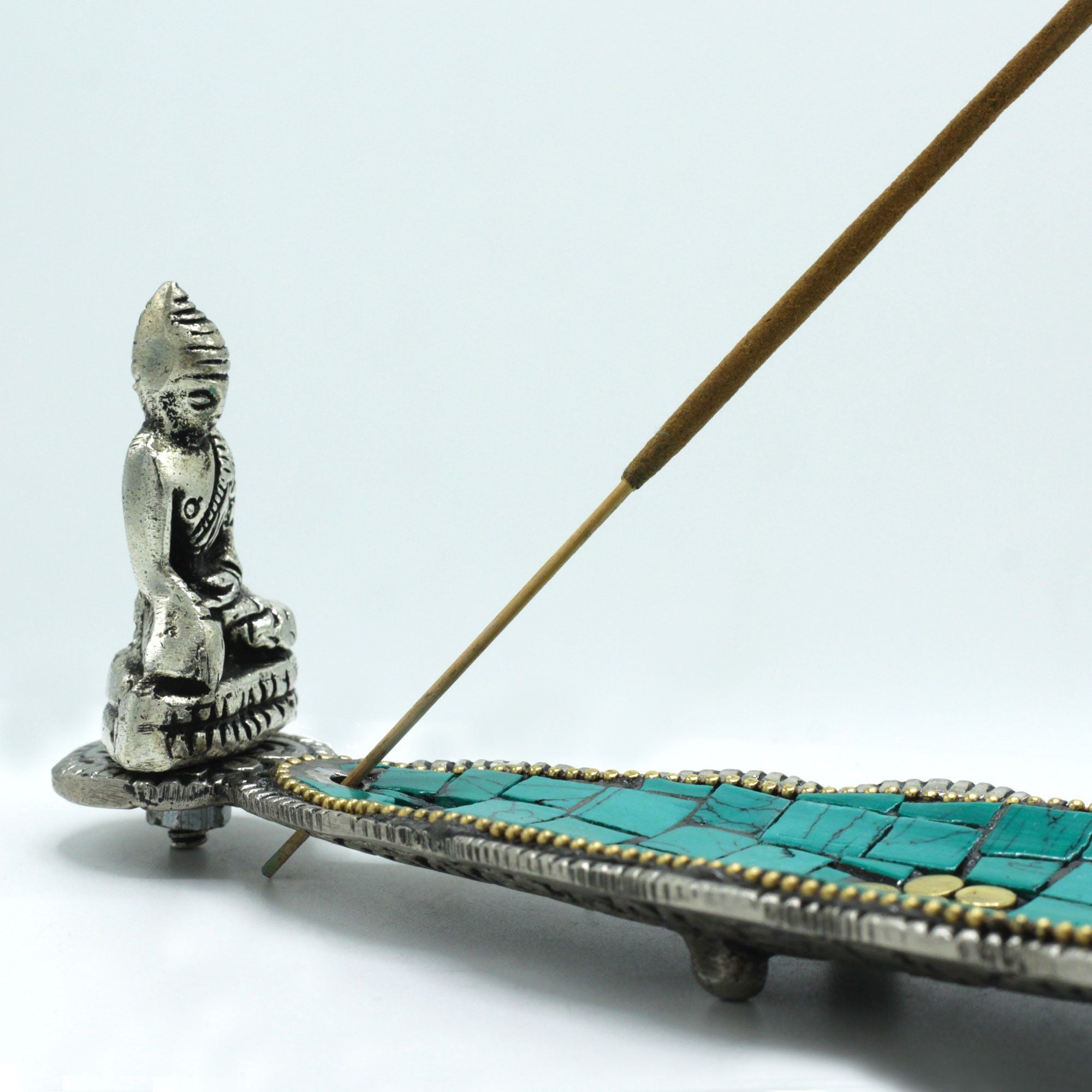 Buddha Long Leaf Tibetan Decor Incense Holder with Serene Design