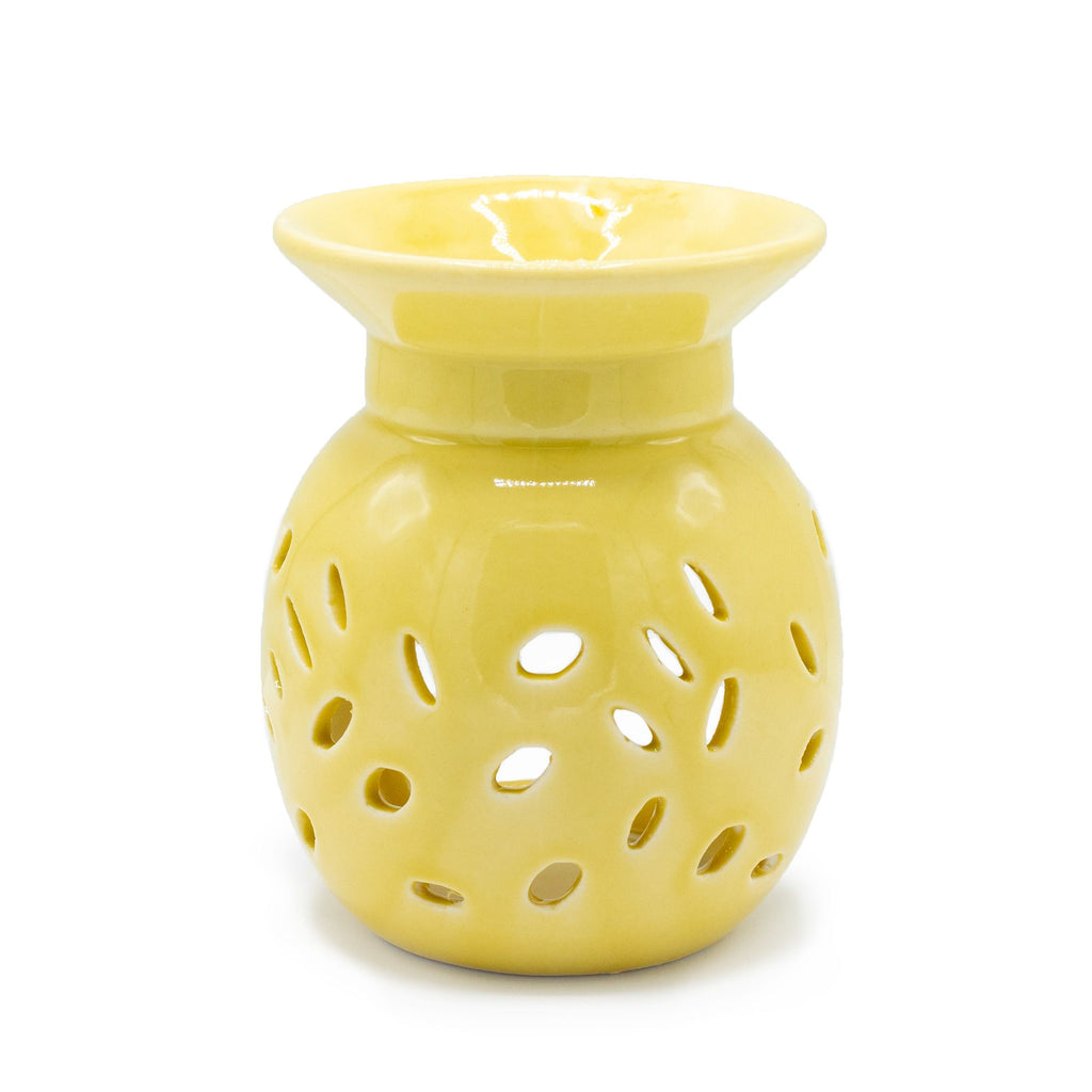Floral Yellow Oil Burner for Aromatic Home Fragrance Use