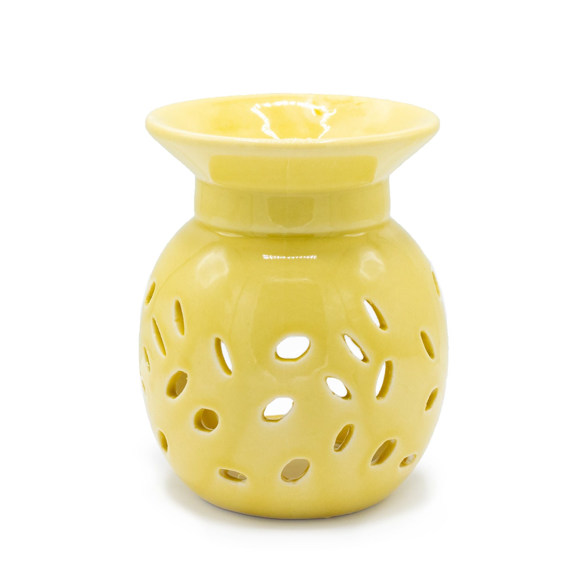 Floral Yellow Oil Burner for Aromatic Home Fragrance Use