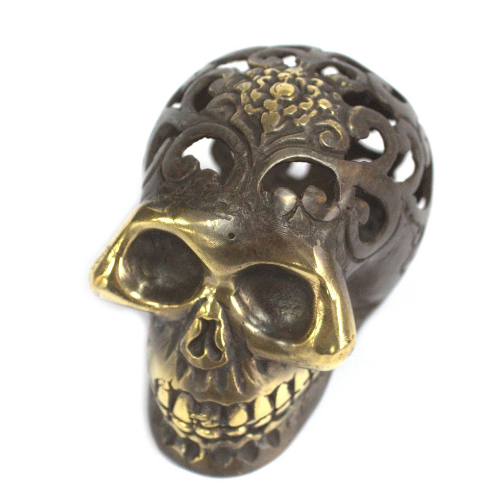 Vintage Brass Skull Med Feng Shui Decor for Home Serenity and Peace