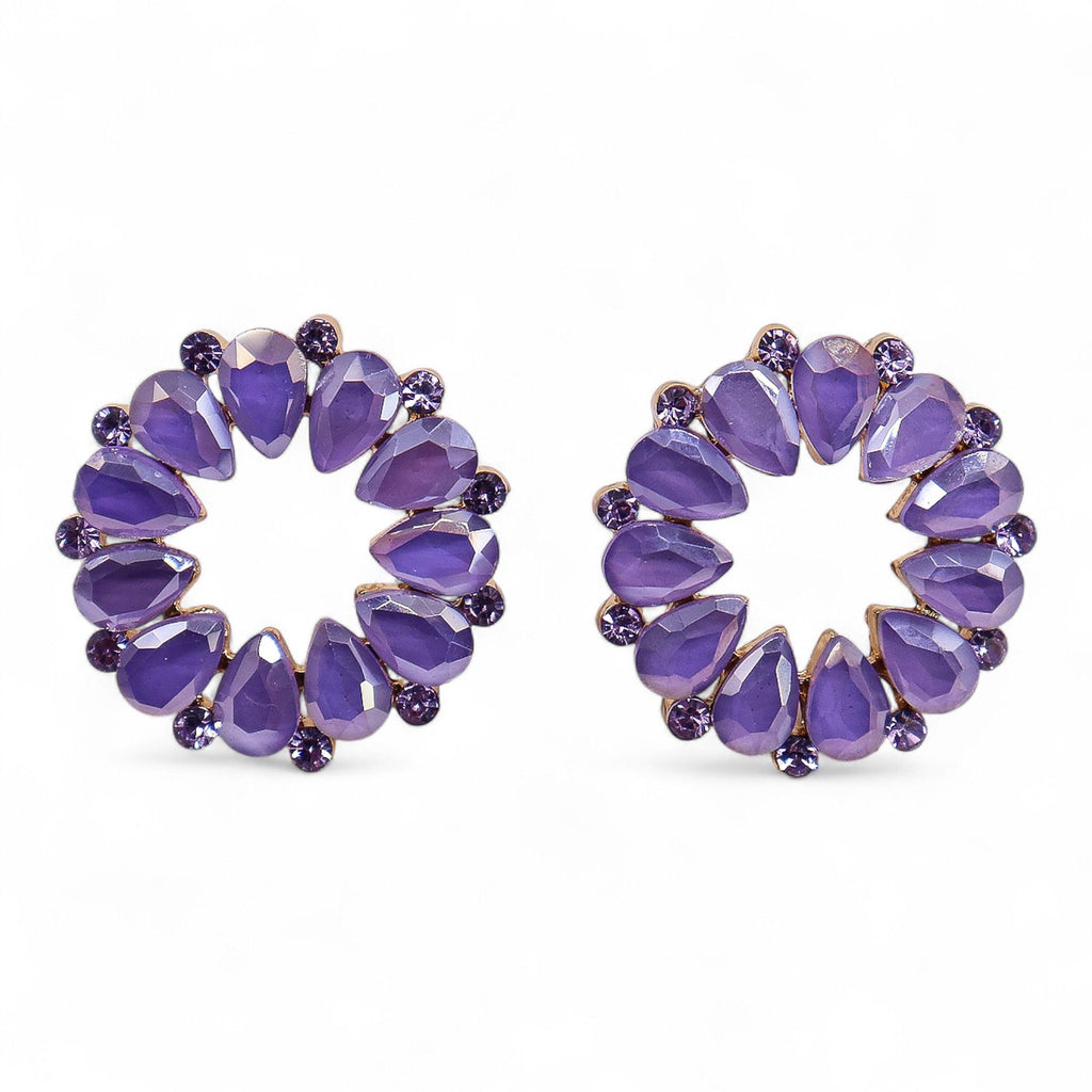 Lavender Vintage Glass Loop Earrings for Evening Wear Elegance