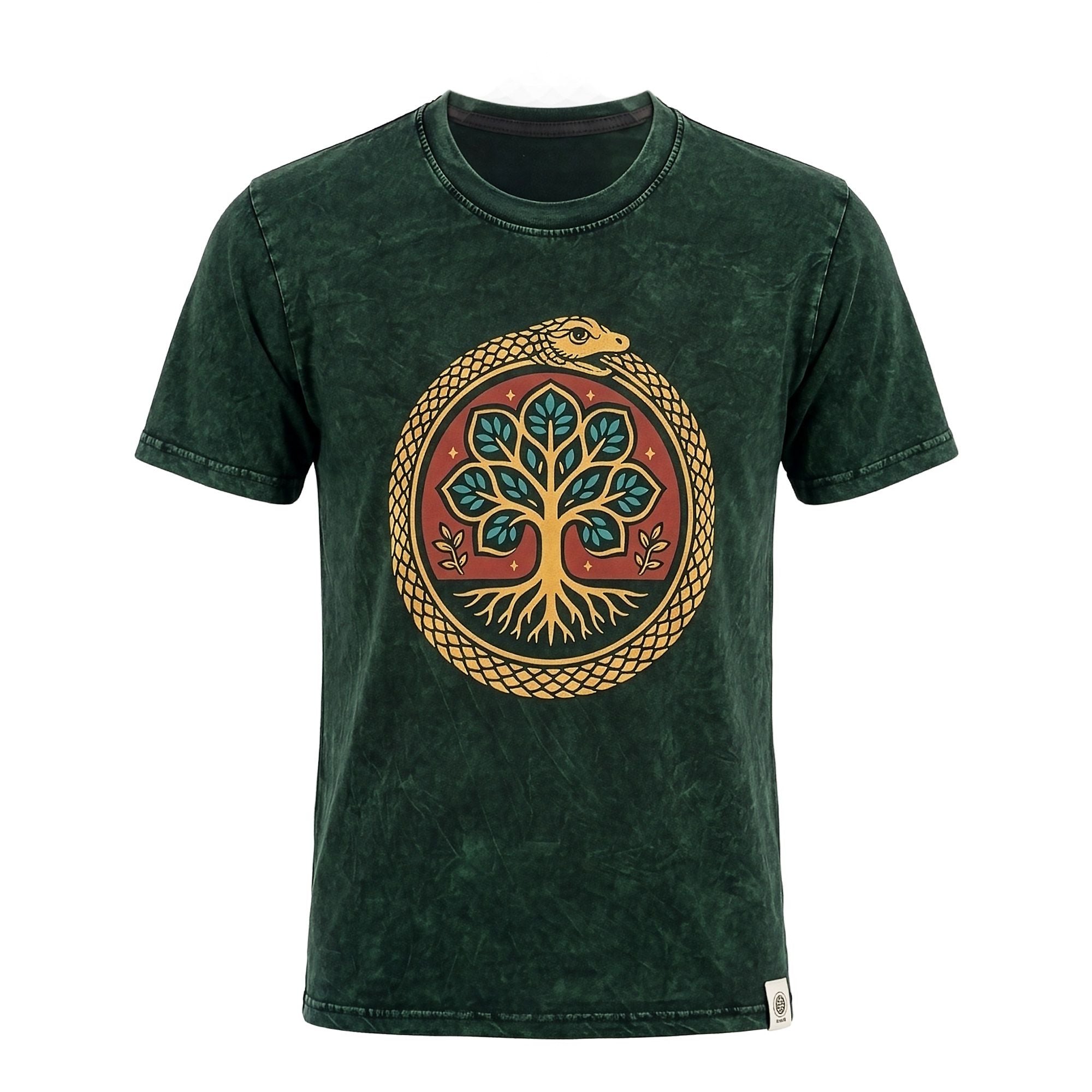 Nomad Sari Stonewashed Cotton T Shirt with Tree of Life Design
