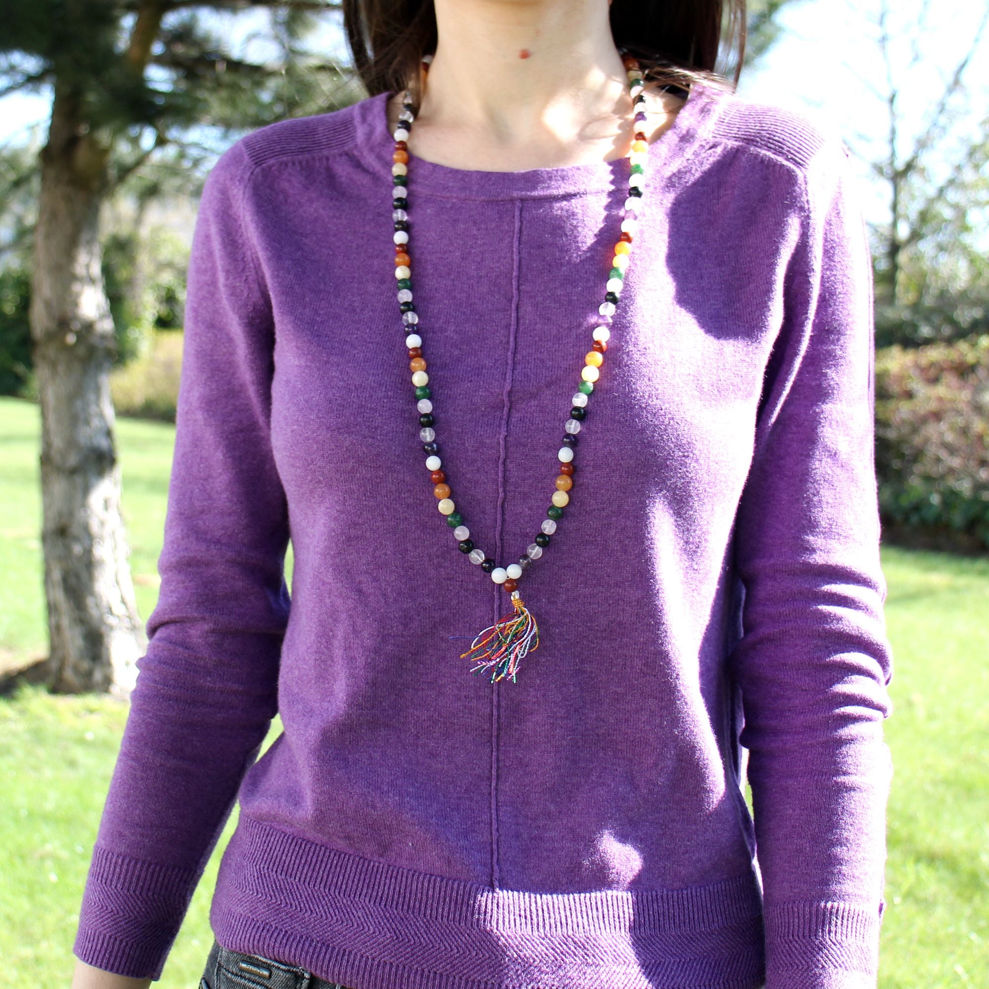 108 Bead Mala with White Quartz for Chanting and Reciting Mantras