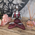 Yoga Lady Figure in Silver and Bordeaux 24cm Decorative Accent