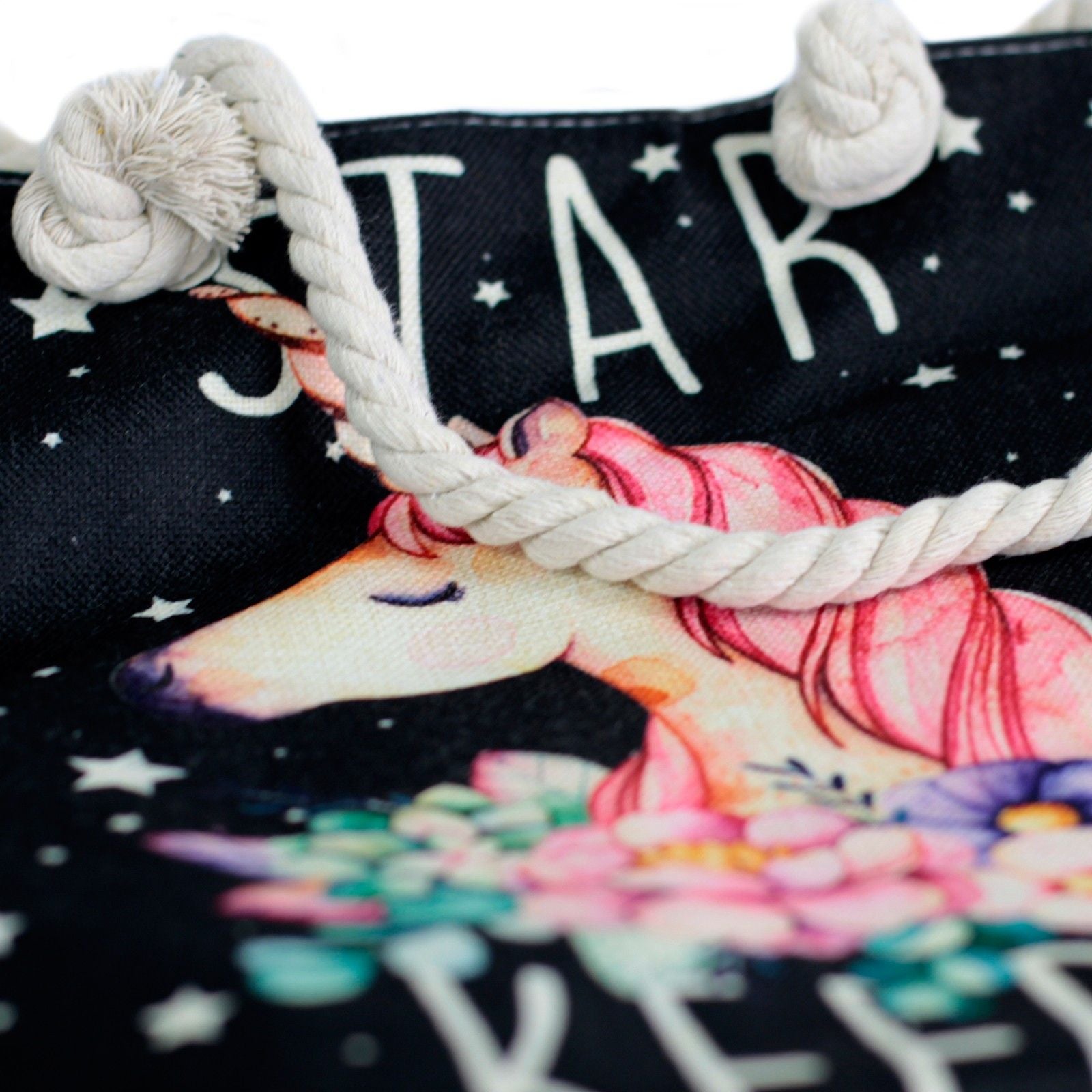 Rope Handle Bag with Star Keeper Unicorn Design for Everyday Use