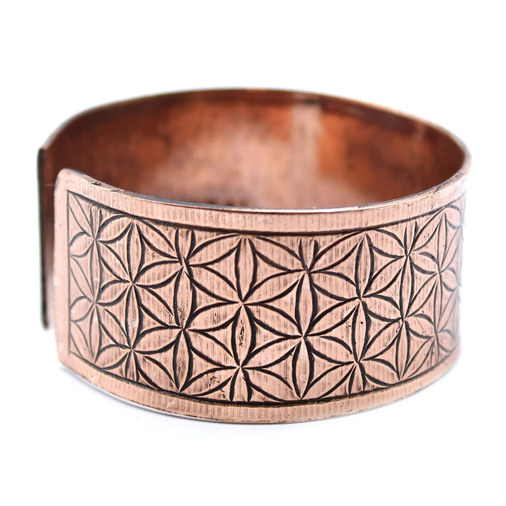 Copper Tibetan Bracelet Featuring Elegant Flower of Life Design