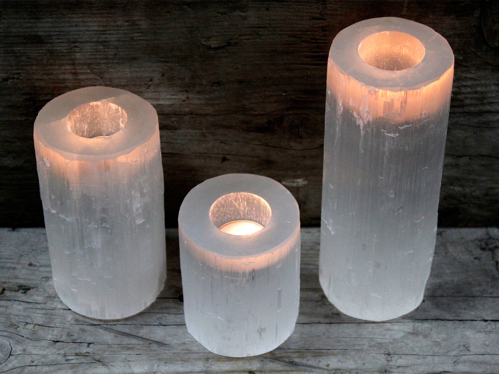 Selenite Cylinder Candle Holder 20 cm for Stylish Home Decor