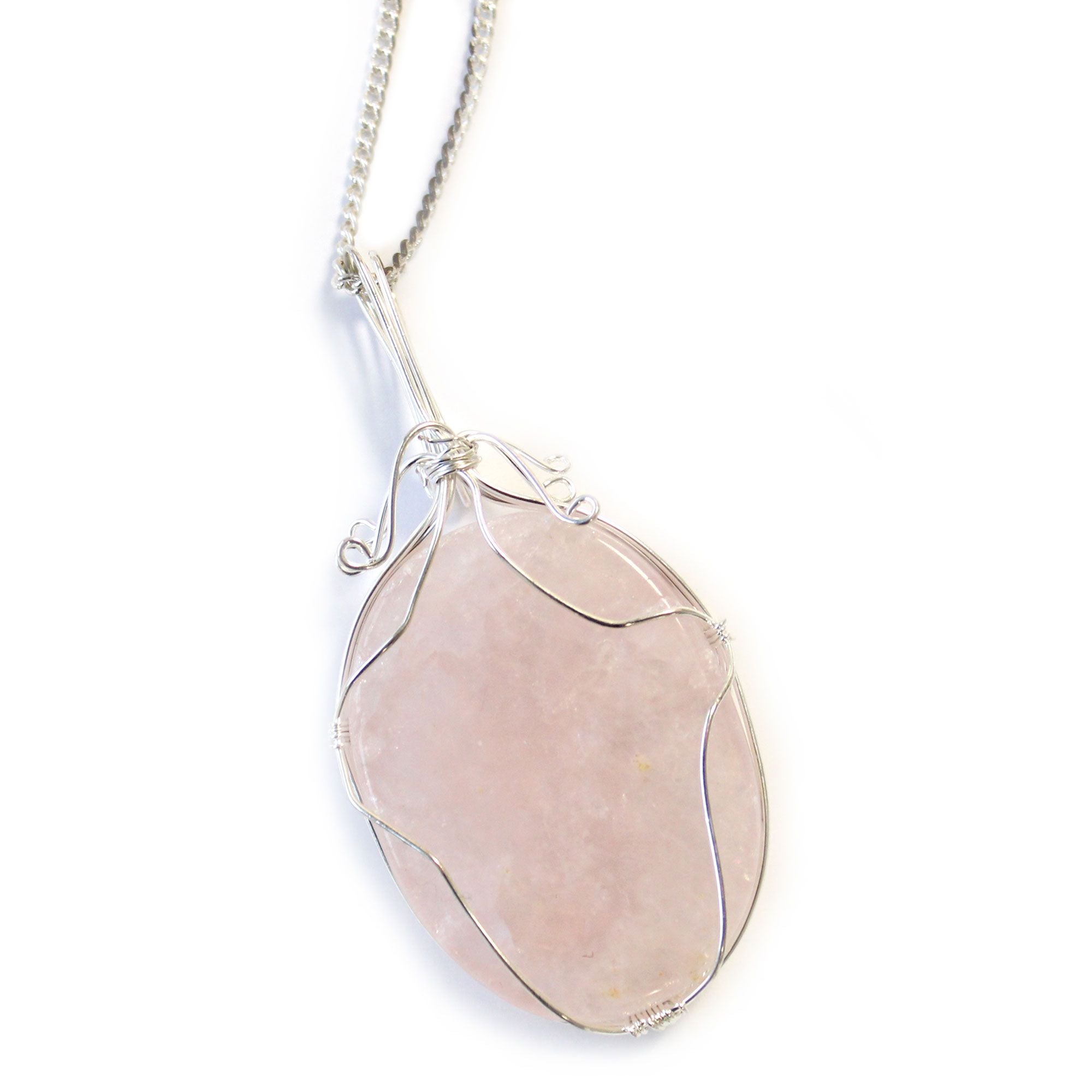 Swirl Wrapped Gemstone Necklace with Rose Quartz Design
