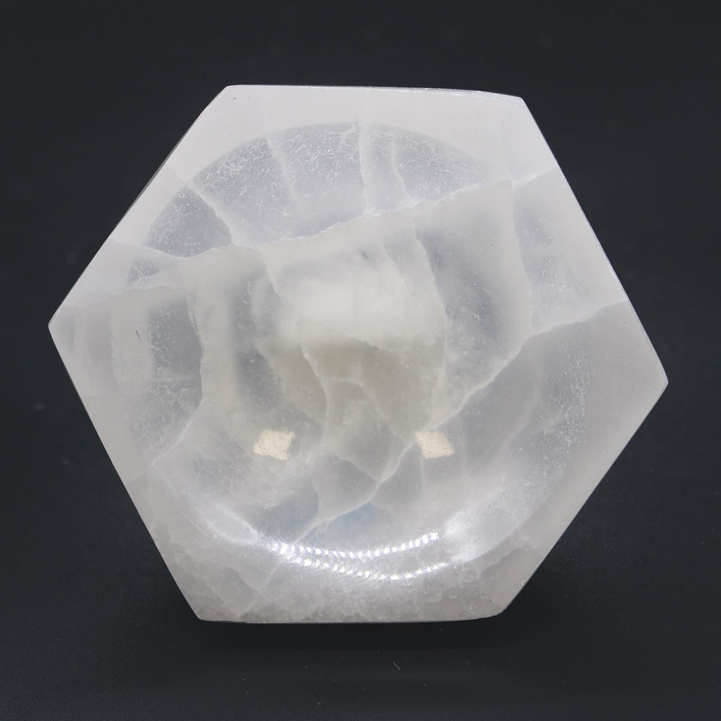 Selenite Hex Bowl 10cm for Stylish Home Decor and Accents