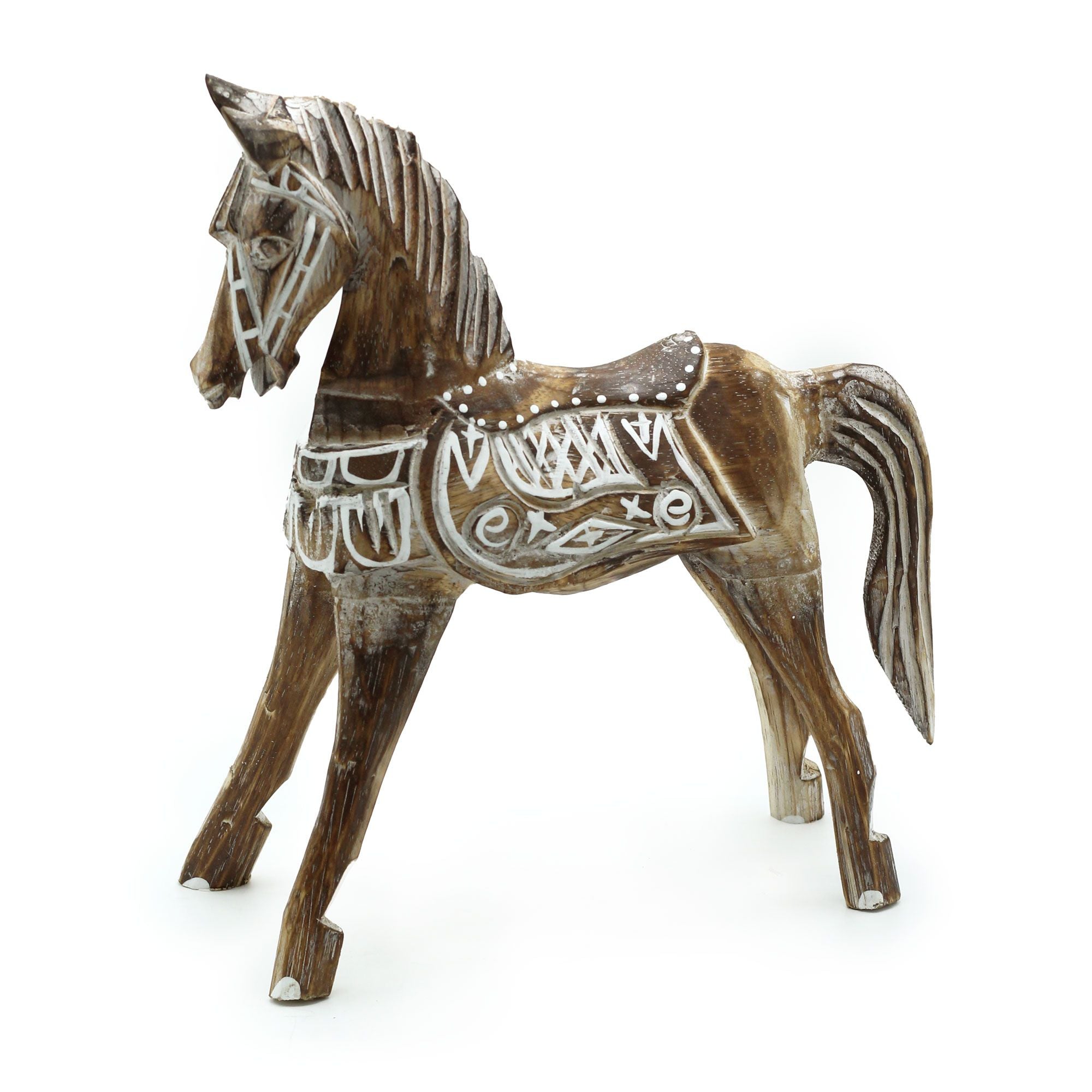 Large Antique Horse 32 cm Wooden Carved Decorative Figure