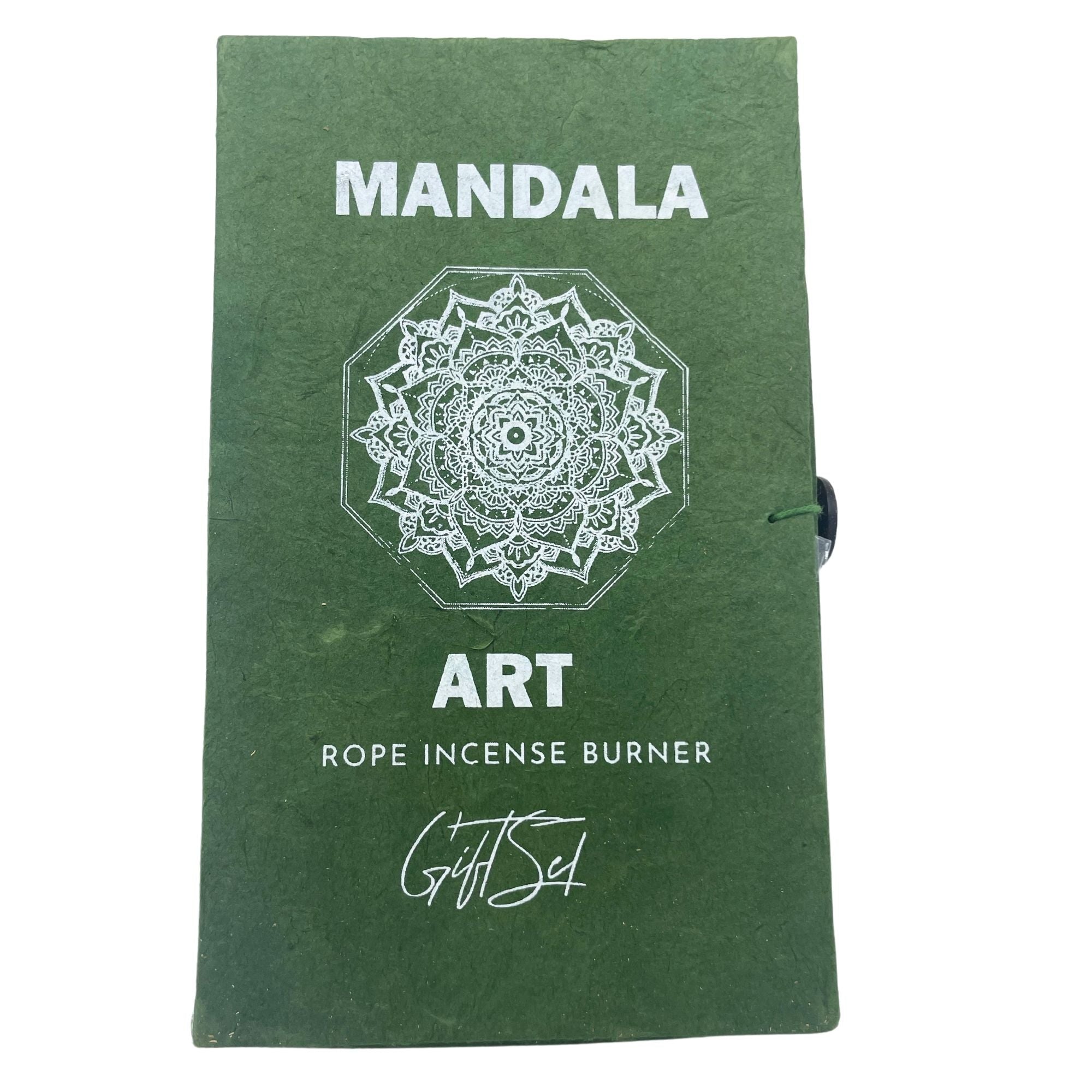 Rope Incense and Silver Plated Holder Set with Mandala Flower Design