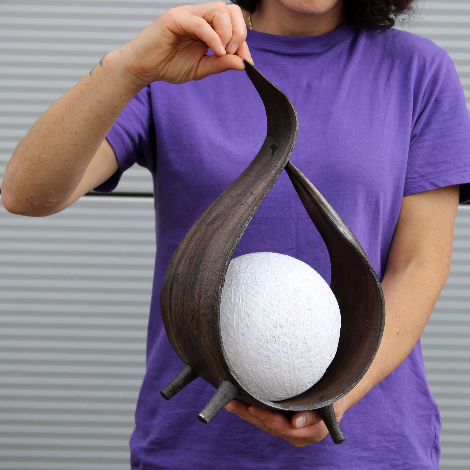 Natural Coconut Lamp with Chocolate Wrapover Twist for Unique Decor