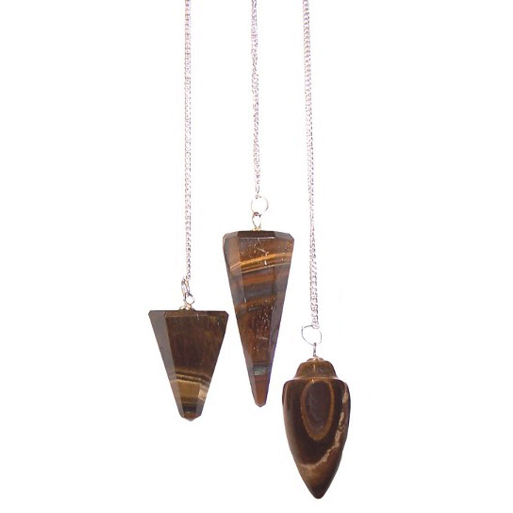 Magic Pendulum Tiger Eye Gemstone Dowsing Tool with Chain