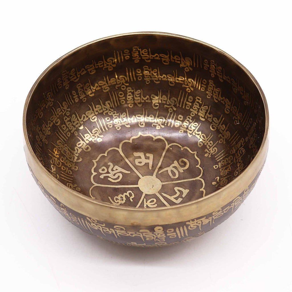 Tibetan Healing Engraved Bowl 16cm Mantra for Meditation Use