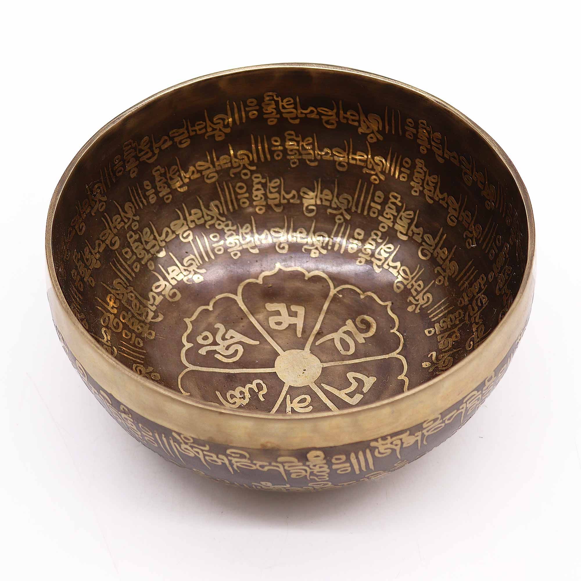 Tibetan Healing Engraved Bowl 16cm Mantra for Meditation Use