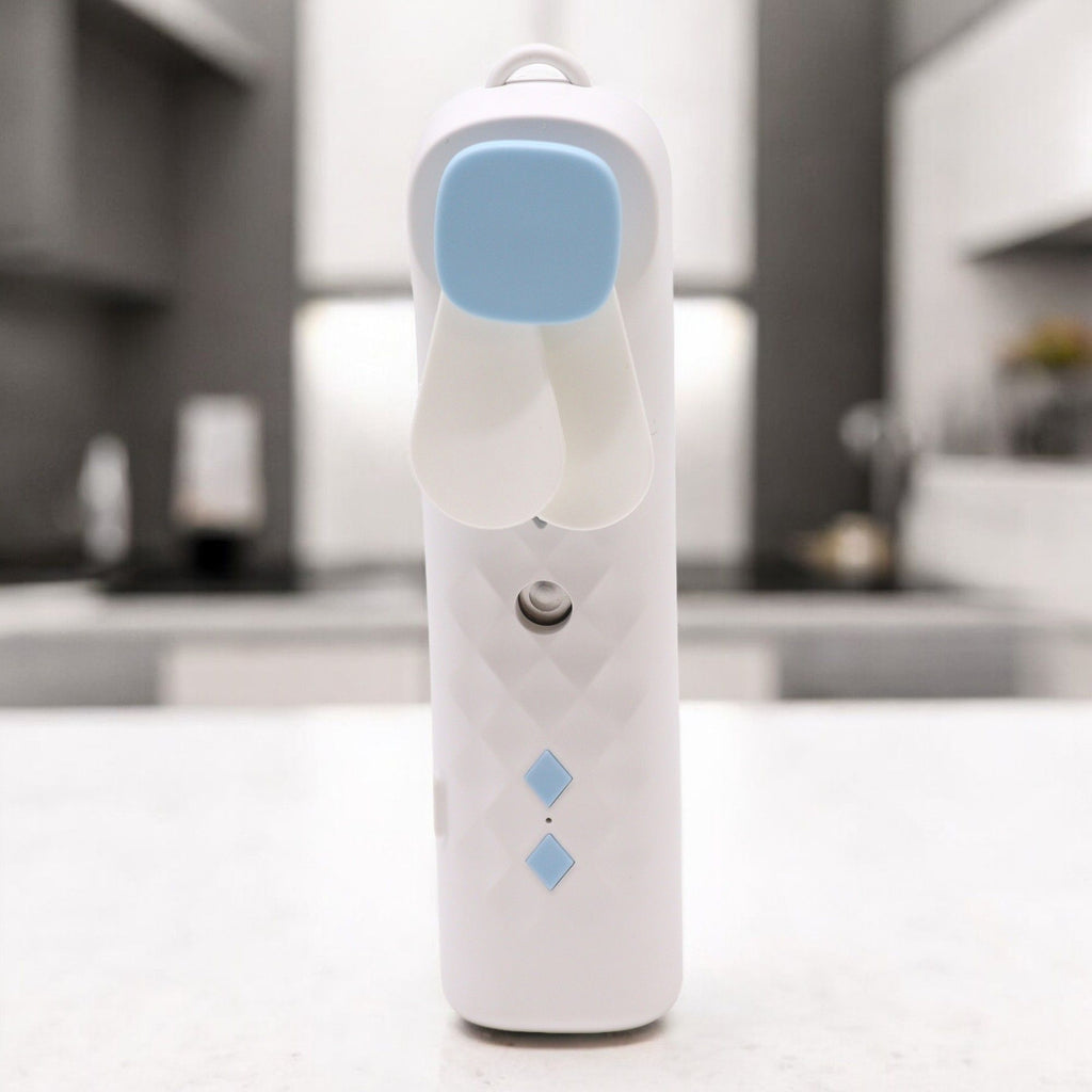 White Nano Mist Face Fan and Spray USB Rechargeable Portable Cooler