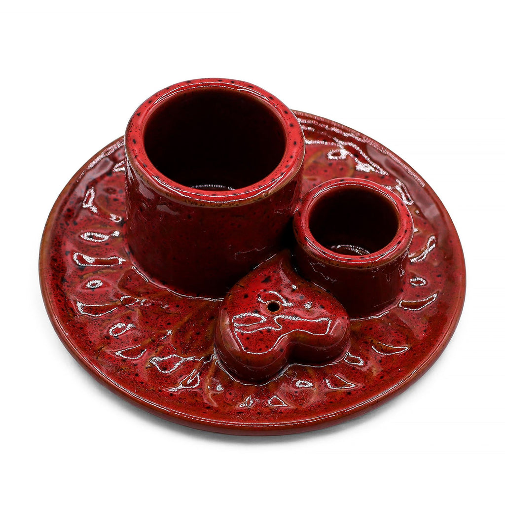 Palo Santo Stick & Smudge Holder Mandala Red with Heart Design