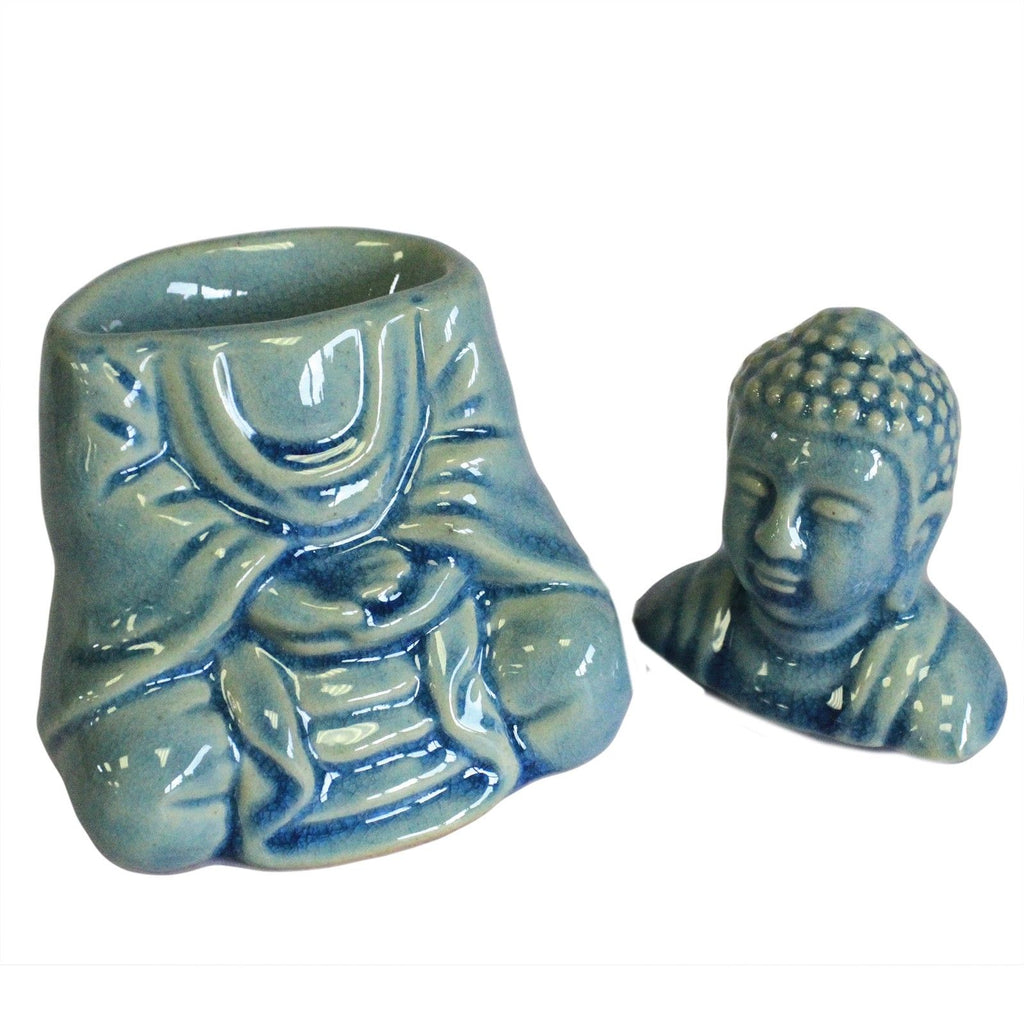 Sitting Buddha Oil Burner in Blue for Fragrance Oils and Melts