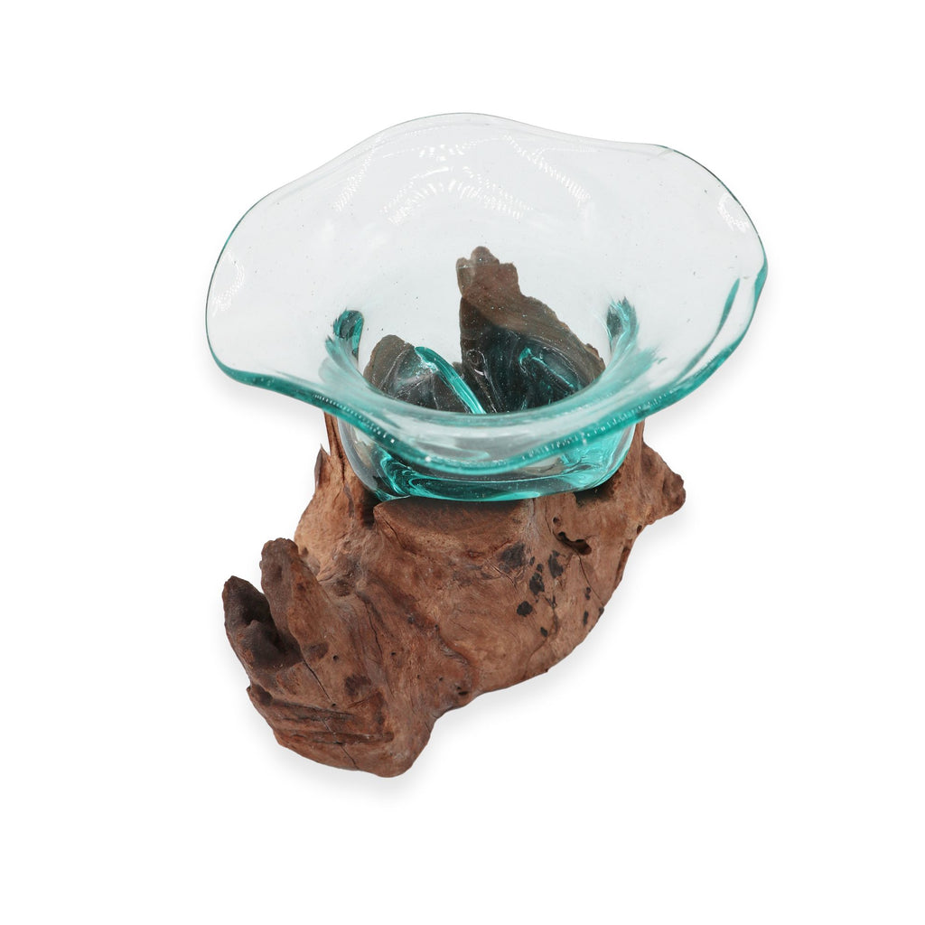Molton Glass Fancy Sweet Bowl on Wood for Stylish Home Decor