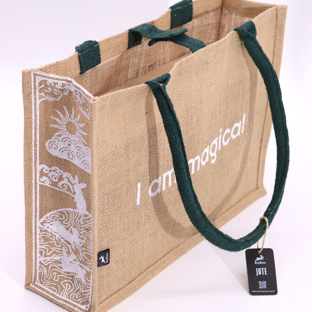 Hop Hare Jute Big Bag with I am Magical Design for Eco Fashion