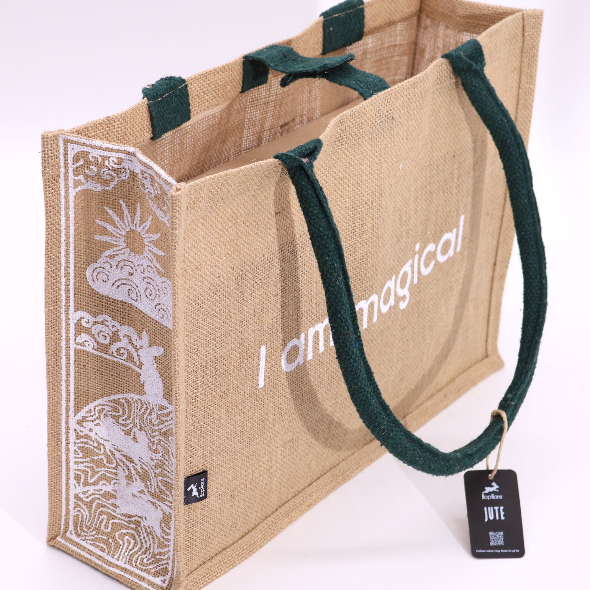 Hop Hare Jute Big Bag with I am Magical Design for Eco Fashion