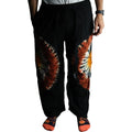 Japanese Style Lounge Pants in Black Chocolate and Orange Medium