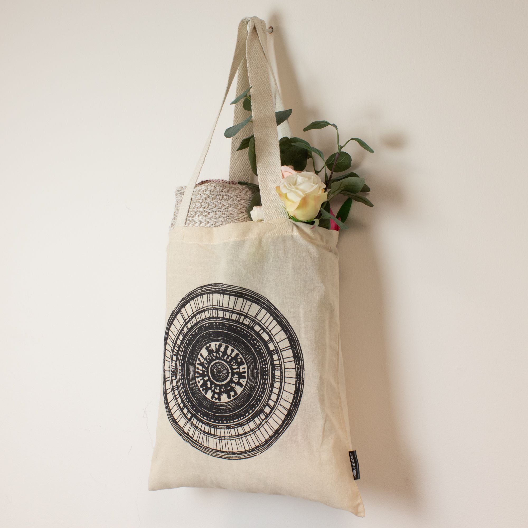 Nomad Sari Urban Mandala Tote Bag in Natural Cotton Design