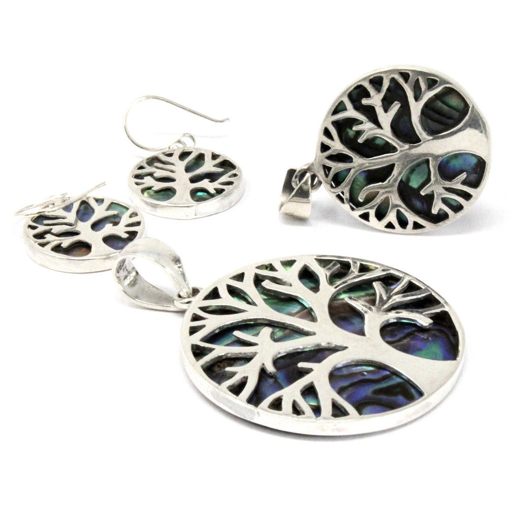 Tree of Life Silver Pendant 22mm with Abalone Design for Gifting
