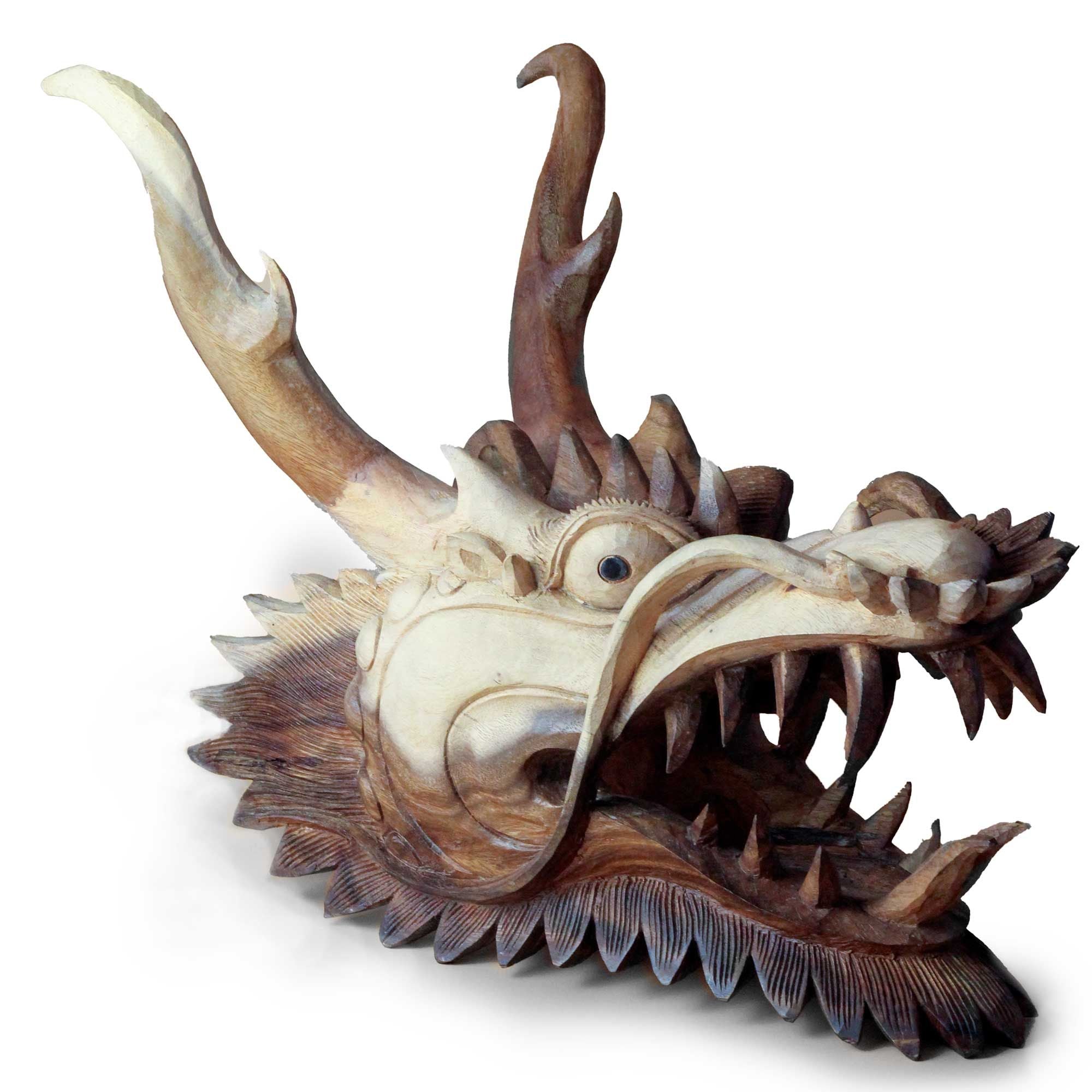 Life Size Dragon Head Carving 30cm Stunning Decorative Art Piece