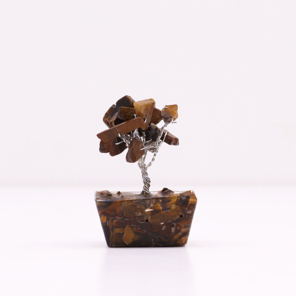 Mini Gemstone Tree on Orgonite Base with 15 Tiger Eye Stones