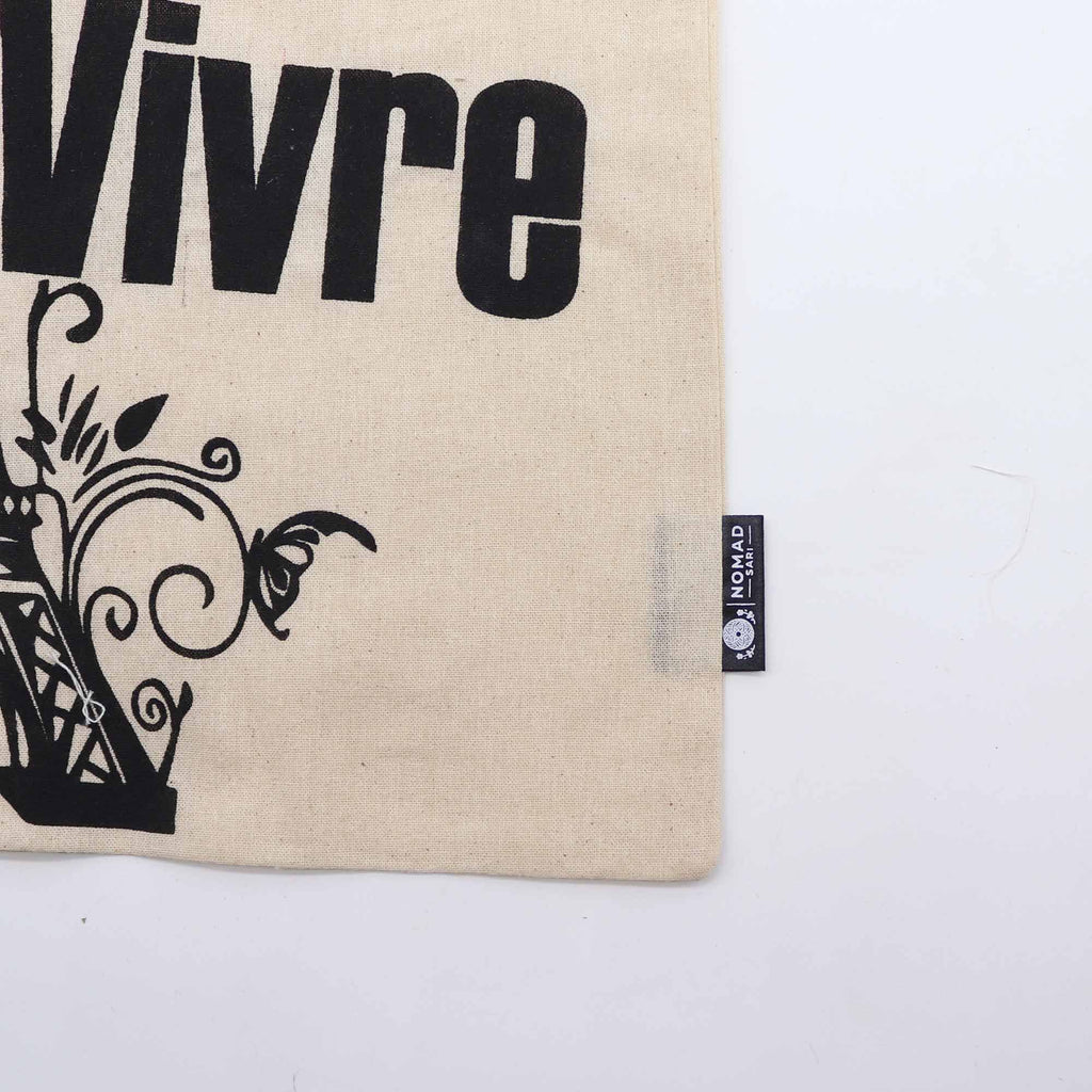 Iconic Basic Tote Bag Joie de Vivre Natural with Eiffel Tower Design