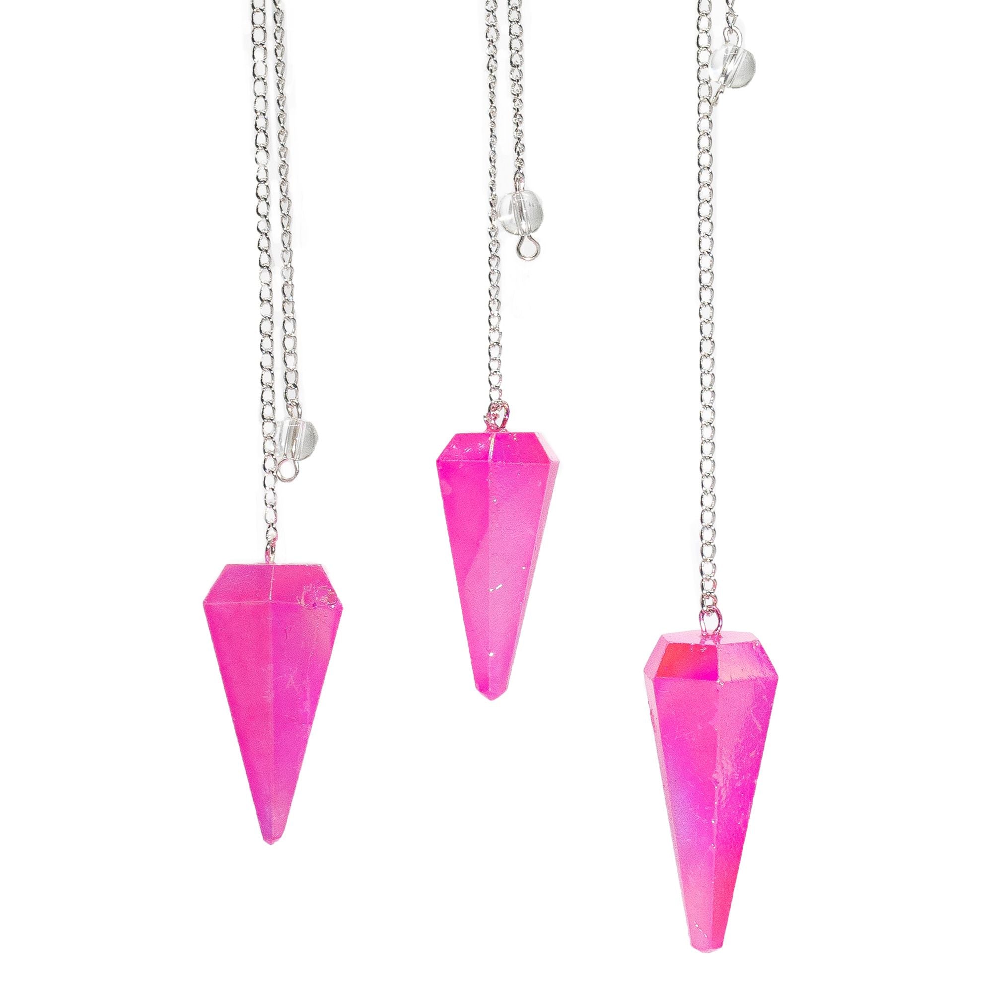 Six Sided Pendulum with Aurora Crystal Pink for Intuitive Readings