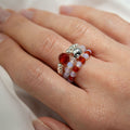 Nymph Spirit Gemstone Ring Set Blood Moon for Elegant Style