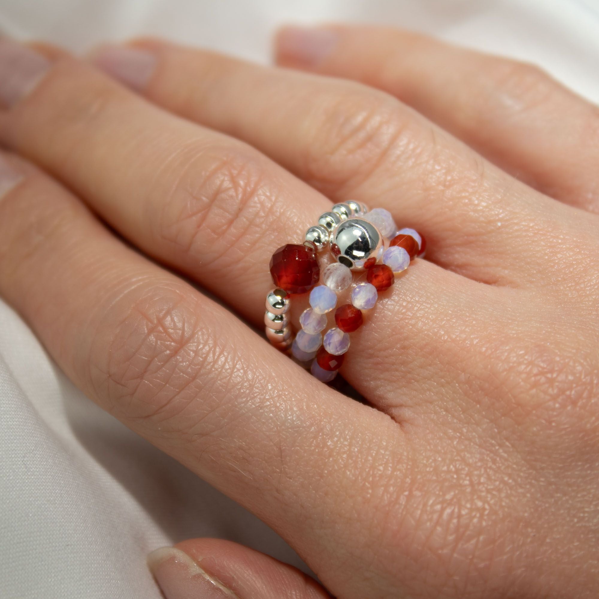 Nymph Spirit Gemstone Ring Set Blood Moon for Elegant Style