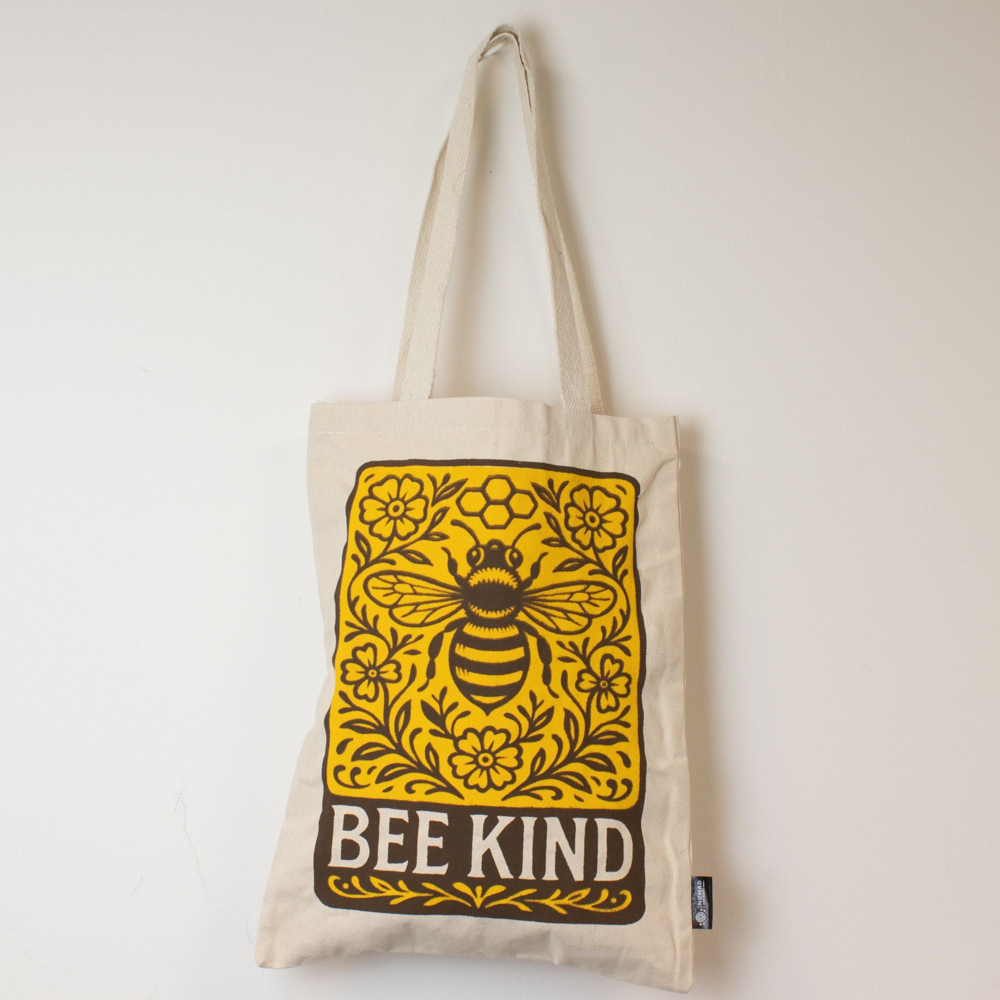 Nomad Sari Iconic Toni Tote Bag with Bee Kind Natural Design