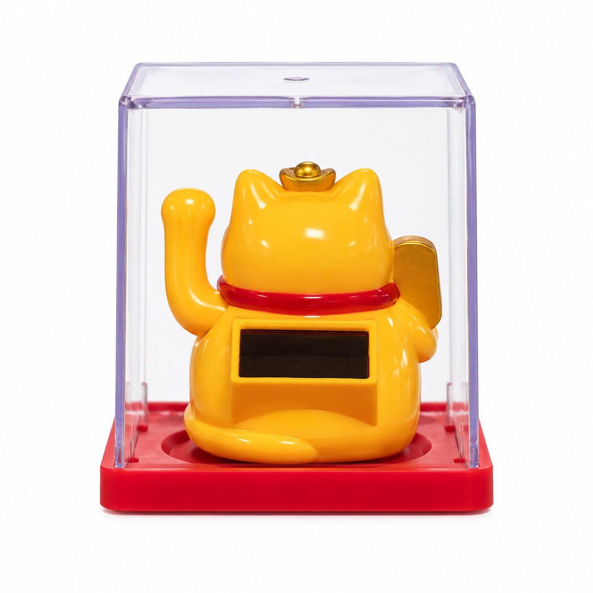 Mini Solar Powered Japanese Lucky Cat in Display Box – Yellow