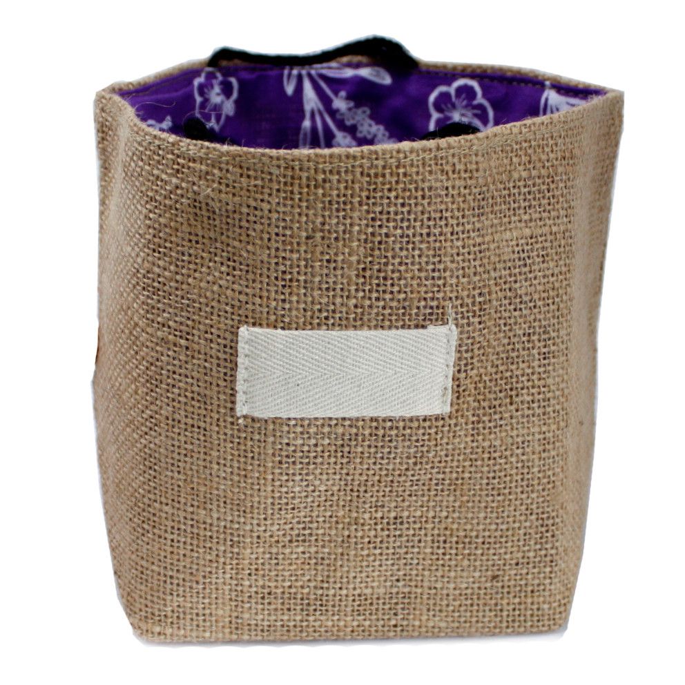 Natural Jute Cotton Gift Bag with Lavender Lining Large Size